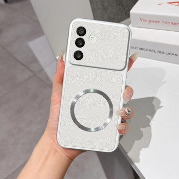 Магнітний чохол Escase Lambskin Series з м'яким покриттям на Samsung Galaxy A27 5G — сріблястий