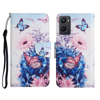 Чохол-книжка Colored Drawing Pattern для Realme 9i/OPPO A76/A96 - Purple Butterfly