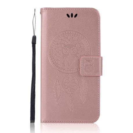 Чехол-книжка Wind Chime Owl Embossing для Xiaomi Poco M4 Pro 4G - розовое золото
