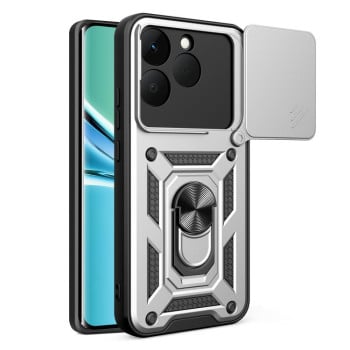 Противоударный чехол Sliding Camshield для Realme 15T 5G — серебристый