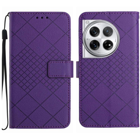 Чохол-книжка Rhombic Grid Texture для OnePlus 12 5G Global - фіолетовий