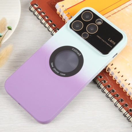 Противоударный чехол Gradient Silicone Shockproof Magsafe для iPhone 15 Pro - бело-фиолетовый