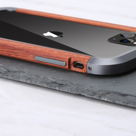 Противоударный бампер R-JUST Metal + Wood Frame на iPhone 11 Pro