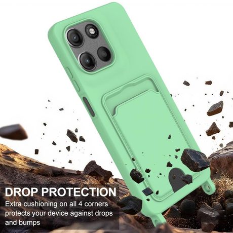 Силиконовый чехол Integrated Card Bag Solid Color Liquid Silicone на Motorola Moto G67 Power / G57 Power — зелёный