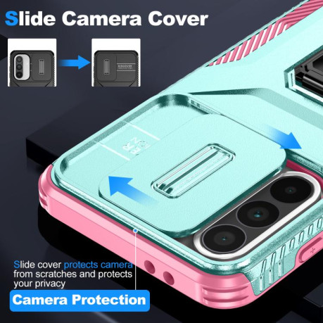 Протиударний чохол Sliding Camshield для Samsung Galaxy A36 - Grey Green + Pink