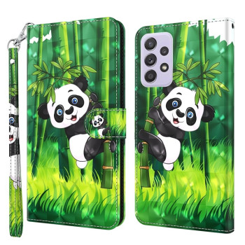 Чехол-книжка 3D Painting для Samsung Galaxy A04S / A13 / A13 5G - Panda Climbing Bamboo