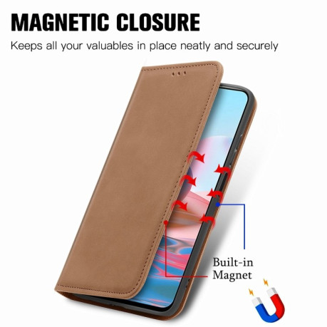 Чехол-книжка Retro Skin Feel Business Magnetic на Xiaomi Redmi Note 10/10s/Poco M5s - коричневый