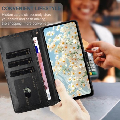 Чехол-книжка Daisy Embossed Leather для Samsung Galaxy M06 5G - чорний