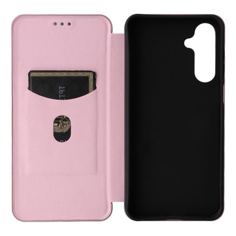 Чехол-книжка Carbon Fiber Texture на Samsung Galaxy M16 5G / F16 5G - розовый