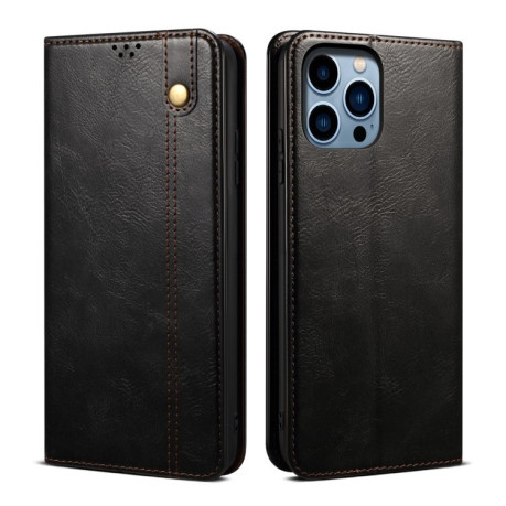 Чехол-книжка Simple Wax Crazy Horse для iPhone 16 Pro Max - черный