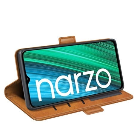 Чехол-книжка Dual-side Magnetic Buckle для Realme Narzo 50A - желтый