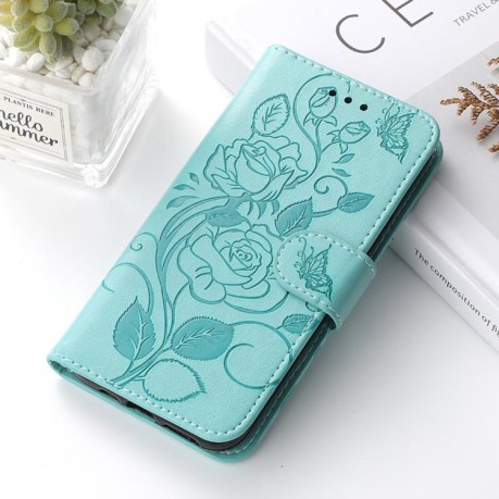 Чехол-книжка Rose Butterfly Embossed Leather для Realme 14 Pro+ - зелений