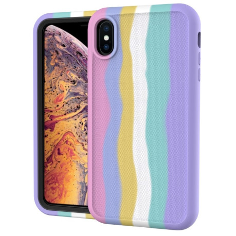 Противоударный чехол Rainbow Silicone для iPhone XR - радужно-розовый