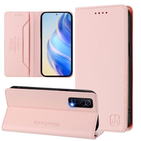 Чехол-книжка RC01 Dual-Folded Magnetic Suction RFID Leather на Vivo Y72 5G / iQOO Z3 / Y52 5G - розовый