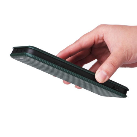 Чохол-книжка Carbon Fiber Texture на OPPO Reno13 5G Global - зелений