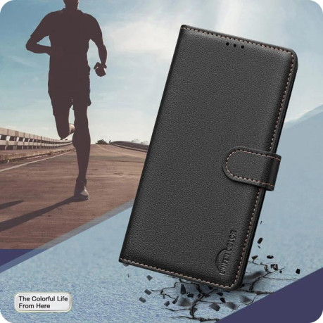Чохол-книжка Litchi Texture RFID Anti-theft Leather для Xiaomi  Redmi Note 14 Pro 4G - чорний