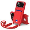 Силиконовый чехол Integrated Card Bag Solid Color Liquid Silicone на iPhone 18 Pro Max / 17 Pro Max — красный