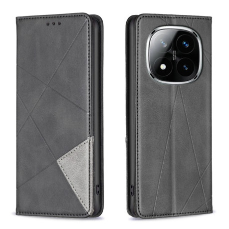 Чохол-книжка Rhombus Texture для Xiaomi Redmi Note 14 Pro 5G / Note 14 Pro+ 5G - чорний