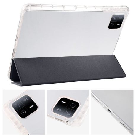 Чехол-книжка 3-fold Clear TPU Smart Leather Tablet Case with Pen Slot для iPad Pro 11 2024 - черный