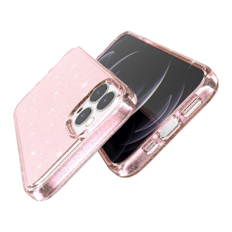 Противоударный чехол Terminator Style Glitter для iPhone 13 Pro - розовый