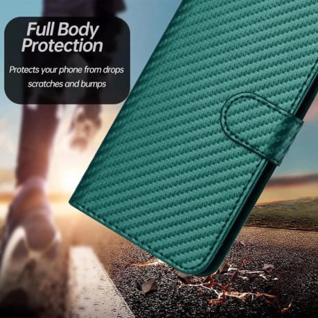 Чехол-книжка Carbon Fiber Texture на Realme C65 4G - зеленый