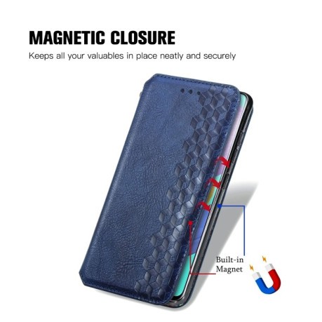 Чехол-книжка Cubic Grid на Samsung Galaxy A51 - синий