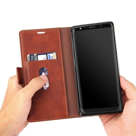 Шкіряний Чохол Книга Retro Texture Wallet Brown Samsung Galaxy Note 8 зі слотом для кредитних карт
