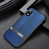 Противоударный чехол Shang Rui Wood для iPhone XR - синий