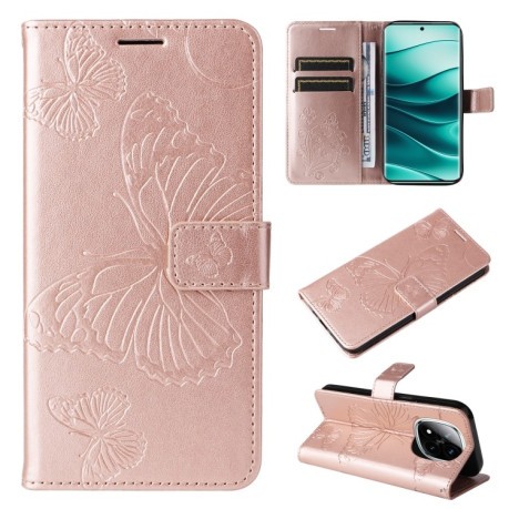 Чохол-книжка Embossed Butterfly для Xiaomi Redmi Note 14 Pro / 14 Pro+ 5G - рожеве золото