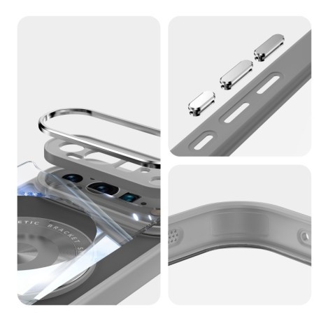 Протиударний чохол 360 Holder Magsafe Acrylic Hybrid для Google Pixel 9 Pro XL - сірий