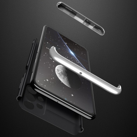 3D чехол GKK Three Stage Splicing Full Coverage на Samsung Galaxy A13 4G - черно-серебристый
