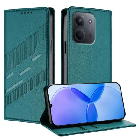 Чехол-книжка Embossed Multi-functional Wallet Retro Leather на Xiaomi Redmi 15C 5G / 4G EU 173mm - зеленый