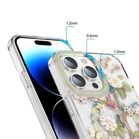 Чехол противоударный with Magsafe Magnetic Shockproof для iPhone 15 - Blue Hydrangea Ball