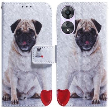 Чехол-книжка Coloured Drawing для OPPO A78 4G - Pug
