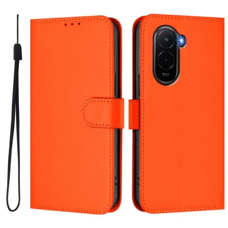 Чехол-книжка с мягким покрытием (Skin Feel) со шнурком на Xiaomi Poco M7 4G 169mm - оранжевый