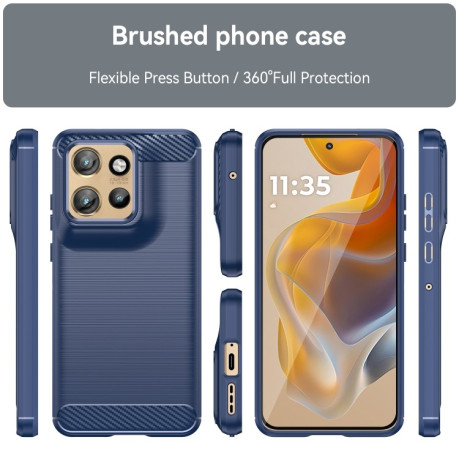 Противоударный чехол Brushed Texture Carbon Fiber на Motorola Edge 50 Neo - синий