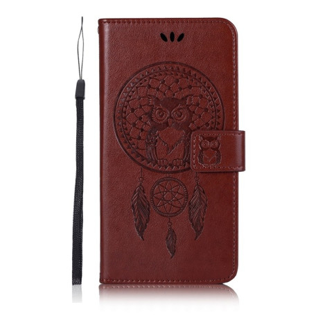 Чехол-книжка Wind Chime Owl Embossing для Samsung Galaxy M33 - коричневый