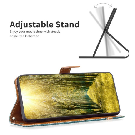 Чехол-книжка Color Matching Denim Texture на Samsung Galaxy S25+ 5G - зеленый