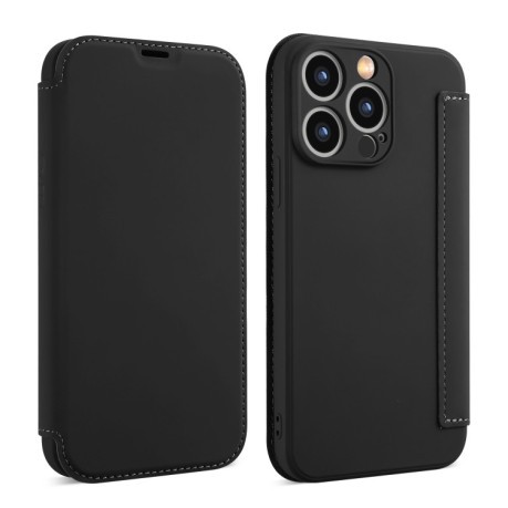 Чехол-книжка Liquid Skin Feel Leather для iPhone 16 Pro Max - черный