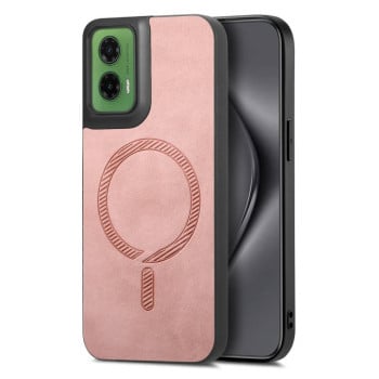 Чехол Retro MagSafe Magnetic PU на Motorola Moto G35 - розовый