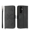 Чехол-книжка Skin-feel Flowers Embossed на Samsung Galaxy A57 5G — чёрный