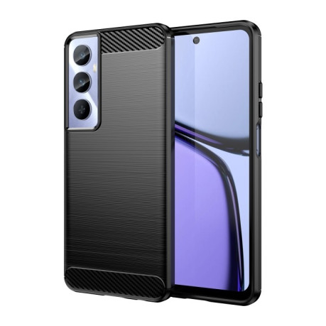 Протиударний чохол Brushed Texture Carbon Fiber на Realme C65 4G - чорний