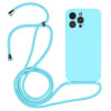 Чехол Crossbody Lanyard Liquid Silicone Caseна iPhone 15 Pro - голубой