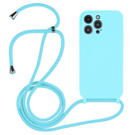 Чохол Crossbody Lanyard Liquid Silicone Caseна iPhone 15 Pro - блакитний