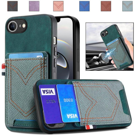 Чехол Denim Texture Leather Skin на iPhone 16e - зеленый