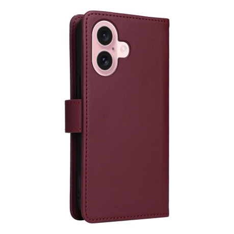 Чохол-книжка BETOPNICE BN-005 2 in 1 Detachable Imitate Genuine Leather для iPhone 16 - винно-червоний