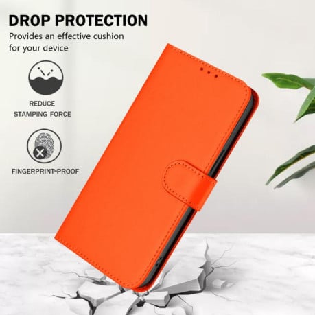 Чехол-книжка с мягким покрытием (Skin Feel) со шнурком на Xiaomi Poco M7 4G 169mm - оранжевый