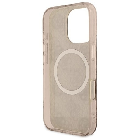 Оригинальный чехол Guess IML Peony On 4G Background MagSafe для iPhone 16 Pro - Brown