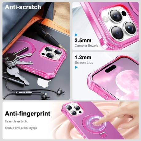 Протиударний чохол Solid Color Wave MagSafe Holder для iPhone 16 Pro – пурпурно-червоний