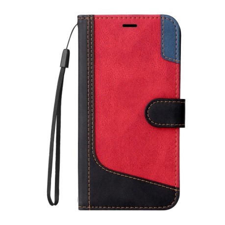 Противоударный чехол Three Color Splicing Leather на Motorola Moto G85 - черный
